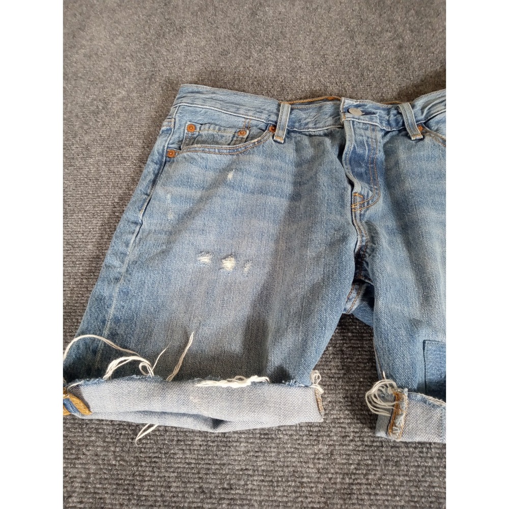 Levi's 501 Original Fit Women's Cutoff Shorts Blue Size 28 Button Fly Distressed